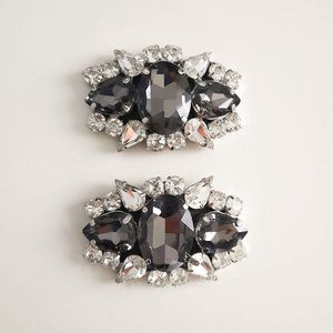 Diamond & Black Decorative Shoe Clips
